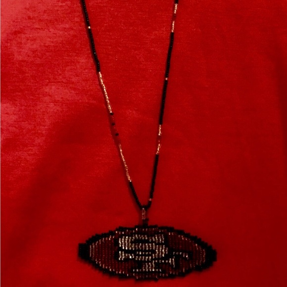 Red , white and black Beaded Native SF Necklace.Handmade from prison. - Picture 1 of 1